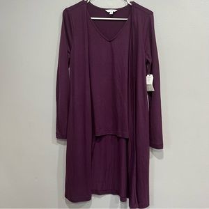 Women’s 2 in 1 cardigan and top,‎ purple color size S